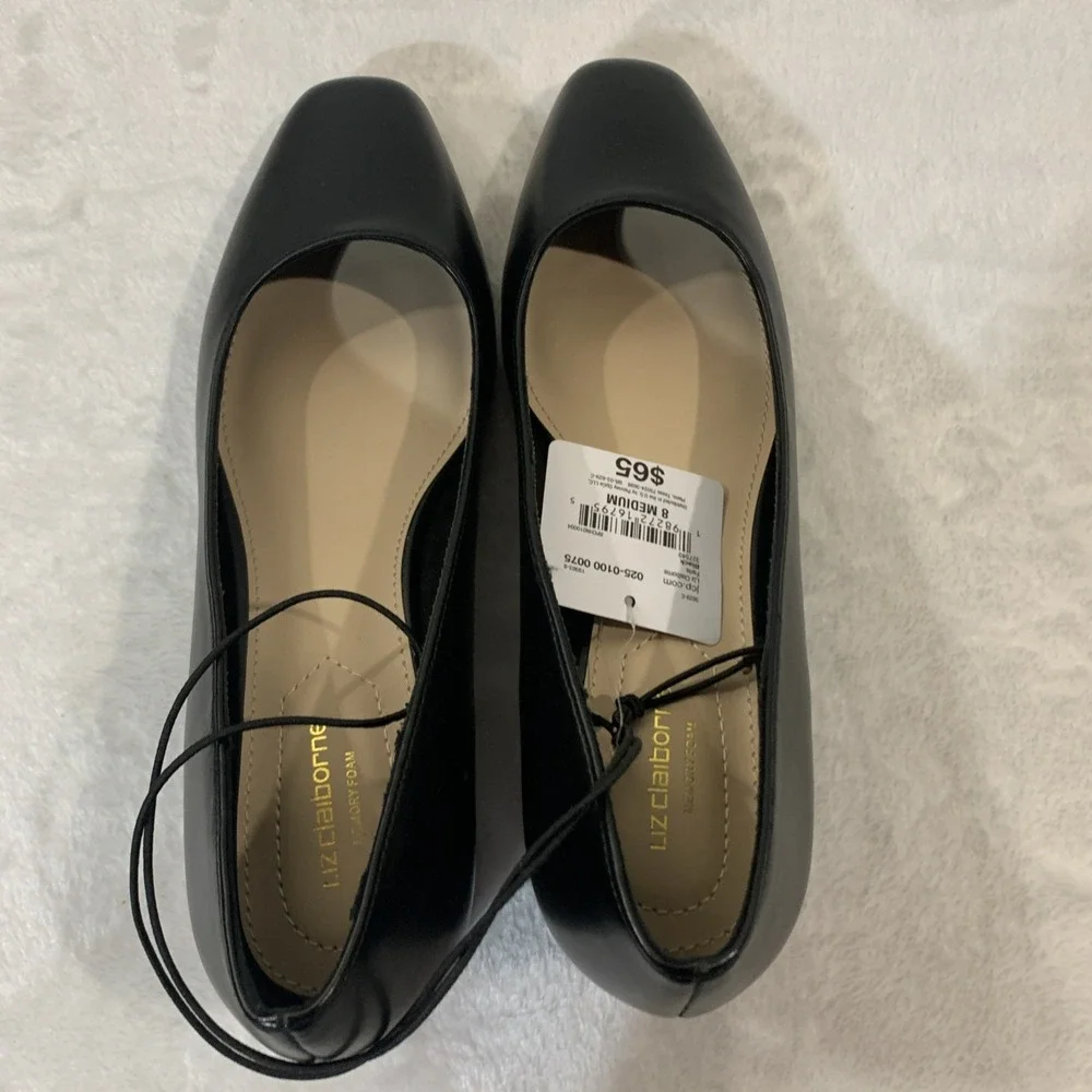 NWT Liz Claiborne Black Memory Foam Pumps Block Heels Dress Shoes Women's Size 8